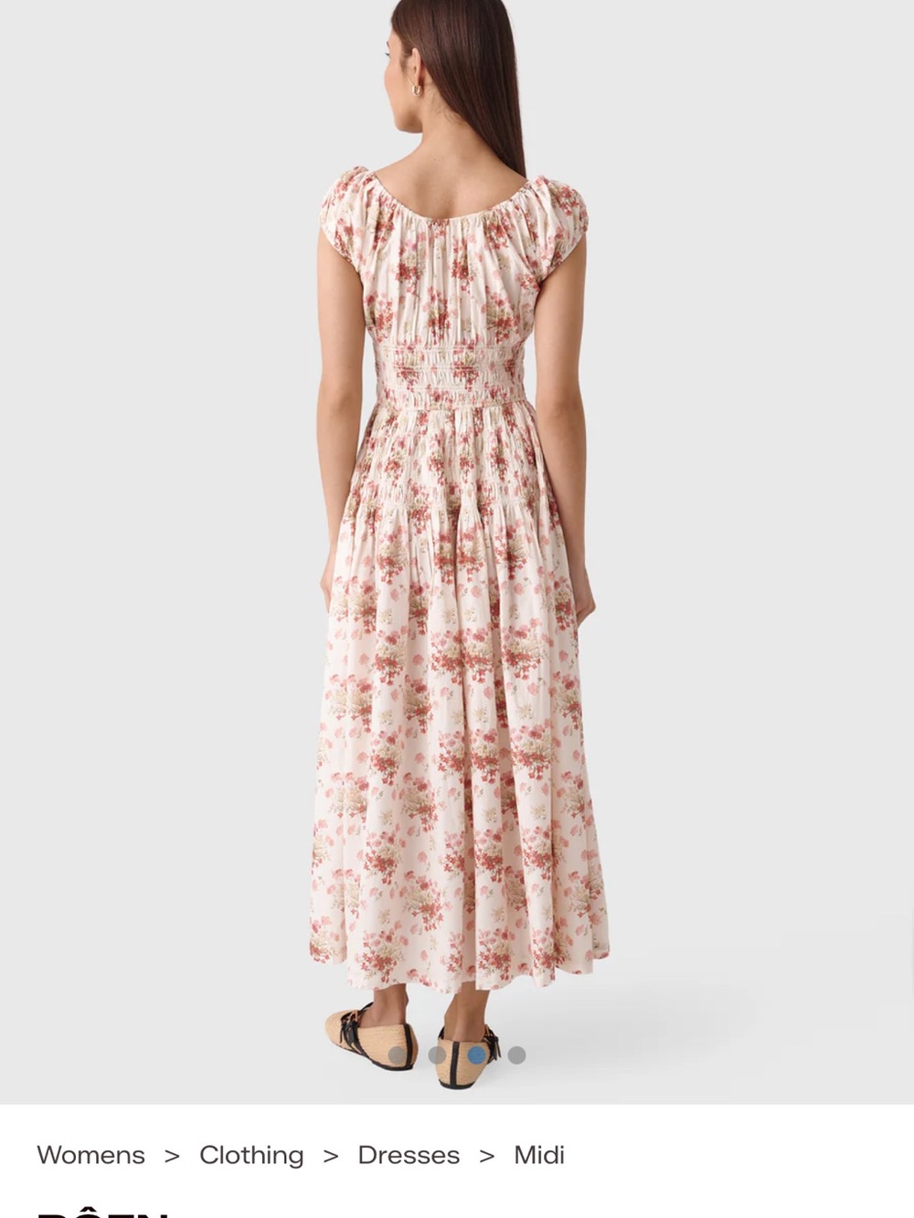 New with Tags!! Doen Blush Pink Floral Smocked Midi Dress - Picture 2 of 4